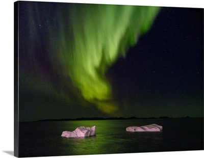 Northern Lights Over The Fjord Nuup Kangerlua, Greenland During Late Autumn