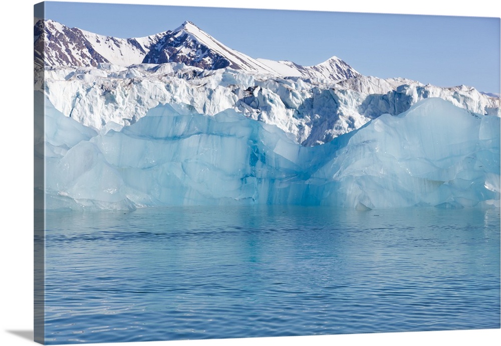 Norway, Svalbard, ice at the base of the Monacobreen glacier.