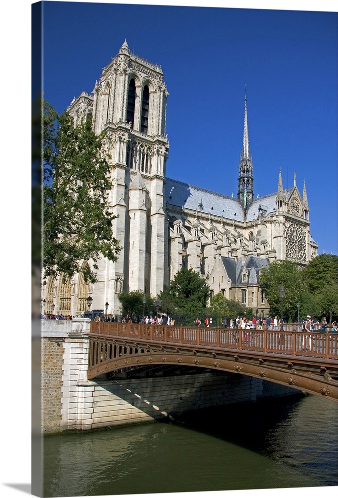 Notre Dame cathedral along the river Seine in Paris, France.