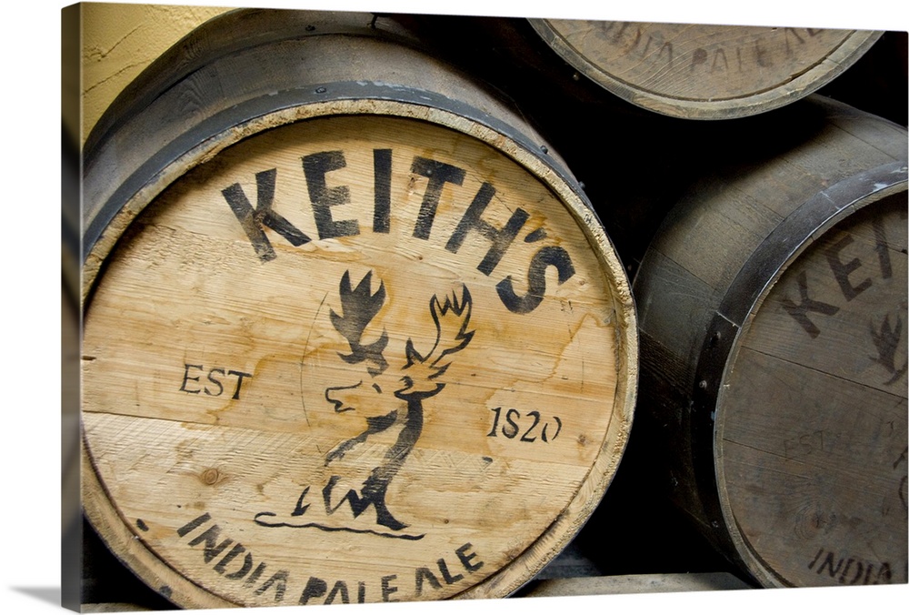 Canada, Nova Scotia, Halifax. Alexander Keith's Nova Scotia Brewery. Barrels of Keith's India Pale Ale.