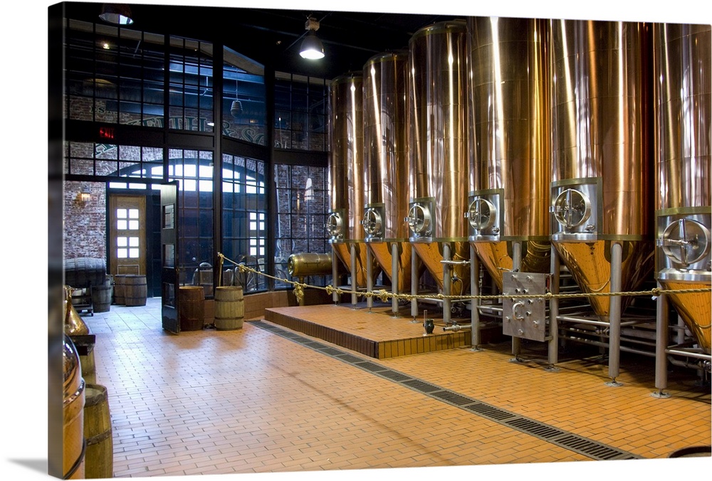 Canada, Nova Scotia, Halifax. Alexander Keith's Nova Scotia Brewery, copper tanks.