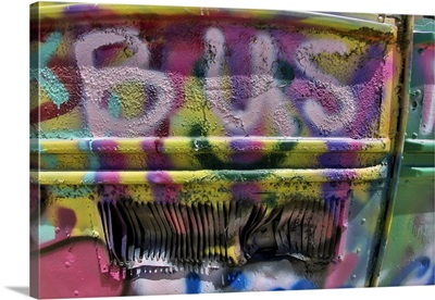 Old Abandoned Bus Covered In Graffiti, Washtucna, Washington State
