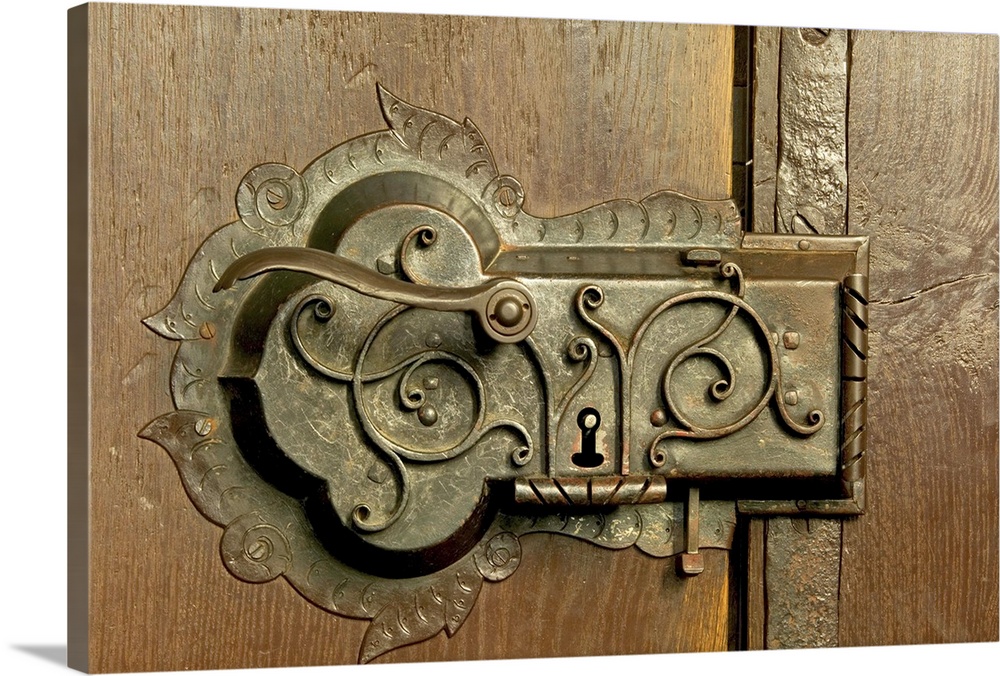 old door lock, Czech Republic, Ceske Krumlov, World Heritage Site