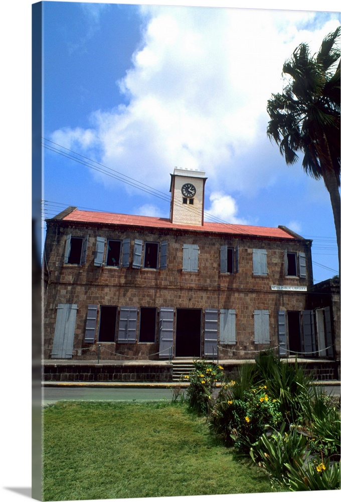 Old Public Library building in small remote island of Nevis Caribbean.