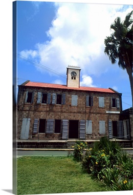 Old Public Library building in small remote island of Nevis, Caribbean