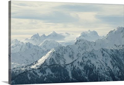 Olympic Mountains viewed from Hurricane Ridge, Mount Olympus and glacier