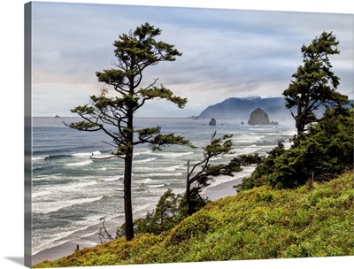 Oregon, Cannon Beach, View of Haystack Rock