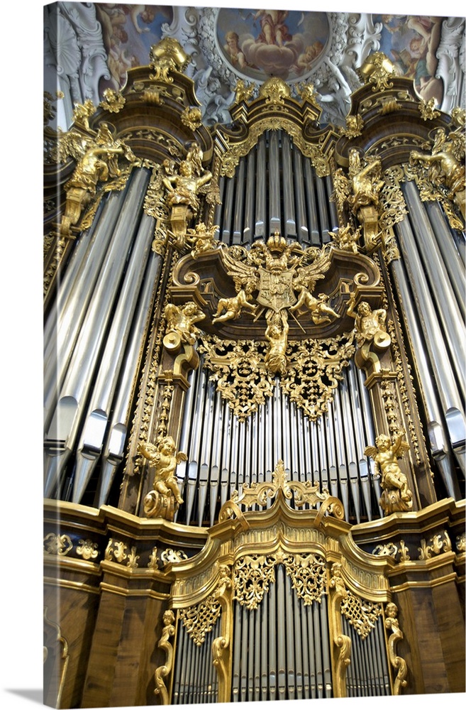 Ornate pipe organ, St. Stevens Cathedral, Passau, Germany
