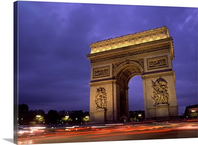 Paris, France, Famous Arc de Triomphe Monument at Sunset