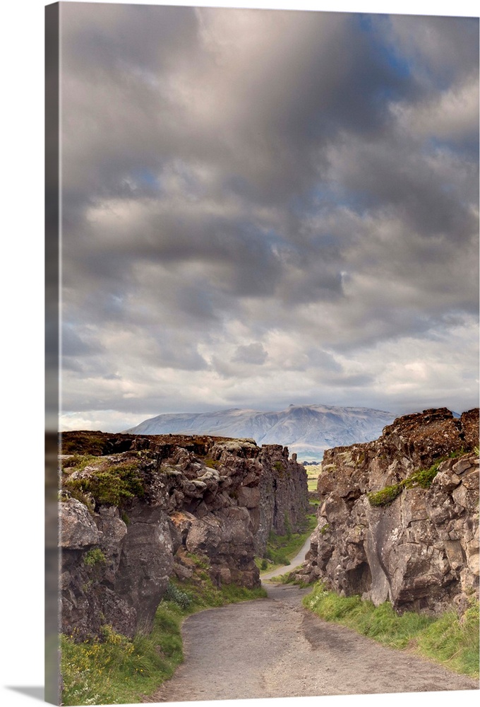Path along fault line, Thingvellir National Park, Iceland