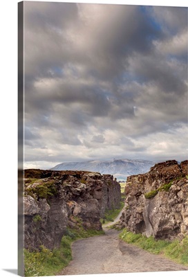 Path along fault line, Thingvellir National Park, Iceland