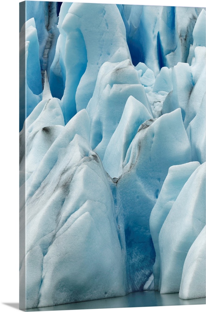 Pattern in blue ice of Grey Glacier, Torres del Paine National Park, Chile, South America. Patagonia, Patagonia.
