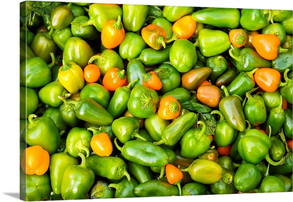 Peppers at a farmers market in the fall, New York City, New York, USA.