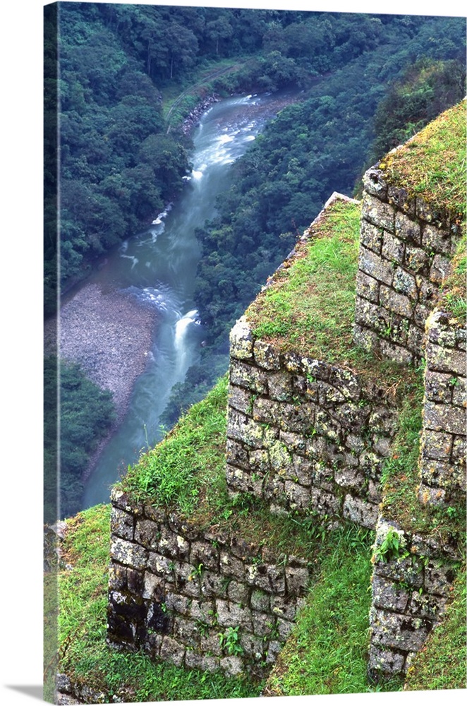 South America, Peru, Urubamba River flowing below Machu Picchu.