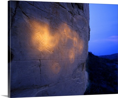 Petroglyphs at Writing on Stone Provincial Park in Alberta, Canada