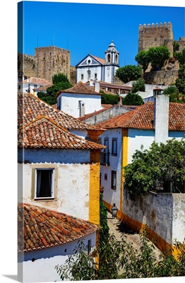 Portugal, Obidos, Elevated View of Red Roofs