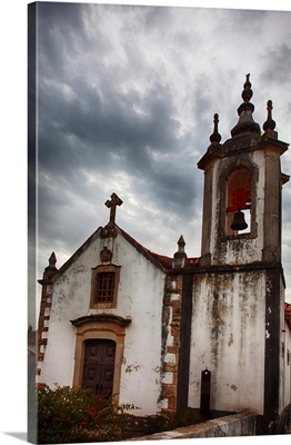 Portugal, Obidos, Igreja de Sao Pedro Church, Obidos with clouds above