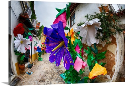 Portugal, Tomar, Festival of the Trays paper flower decorations