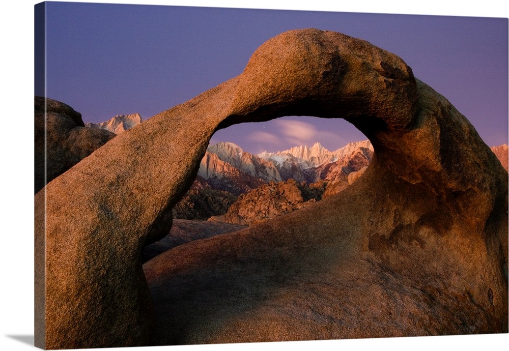 Pre-Dawn View of Mount Whitney through the Alabama Hills Mobius Arch.
