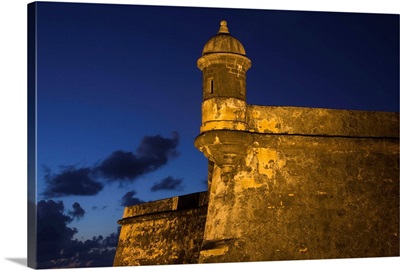 Puerto Rico, Old San Juan, San Felipe del Morro Fort, fortress walls and watchtower