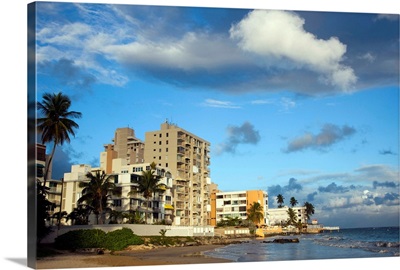 Puerto Rico, San Juan Area, Isla Verde, Punta El Media point, beachfront buildings