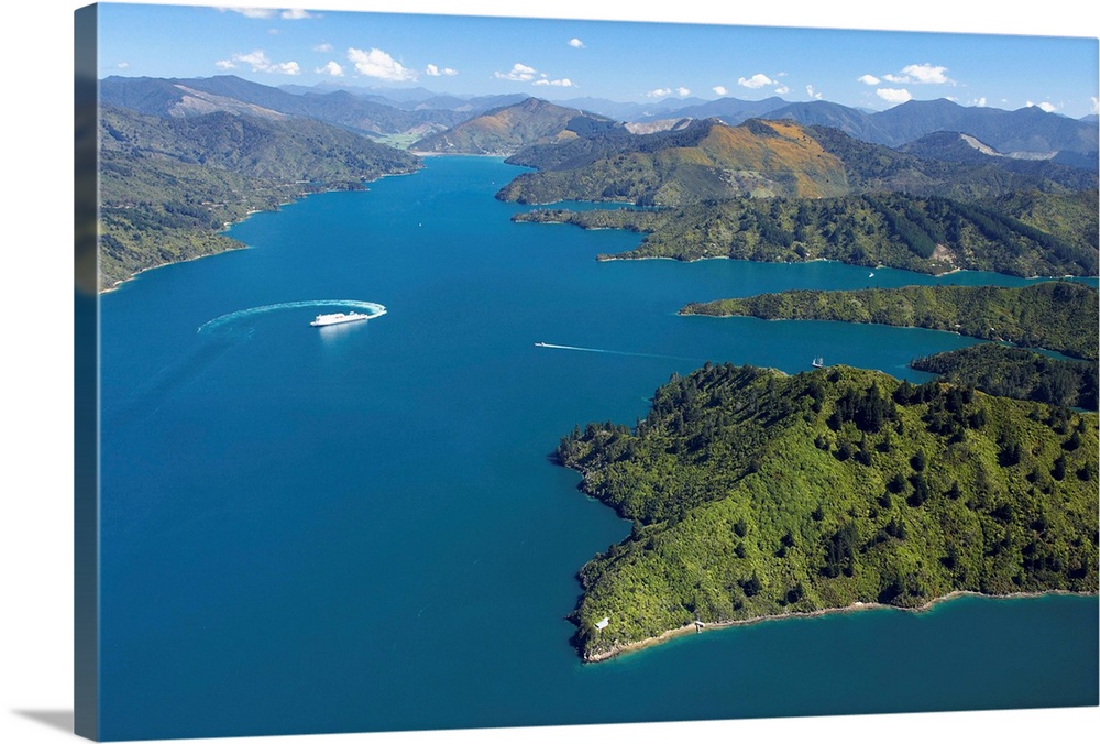 Queen Charlotte Sound, Marlborough Sounds, South Island, New Zealand - aerial