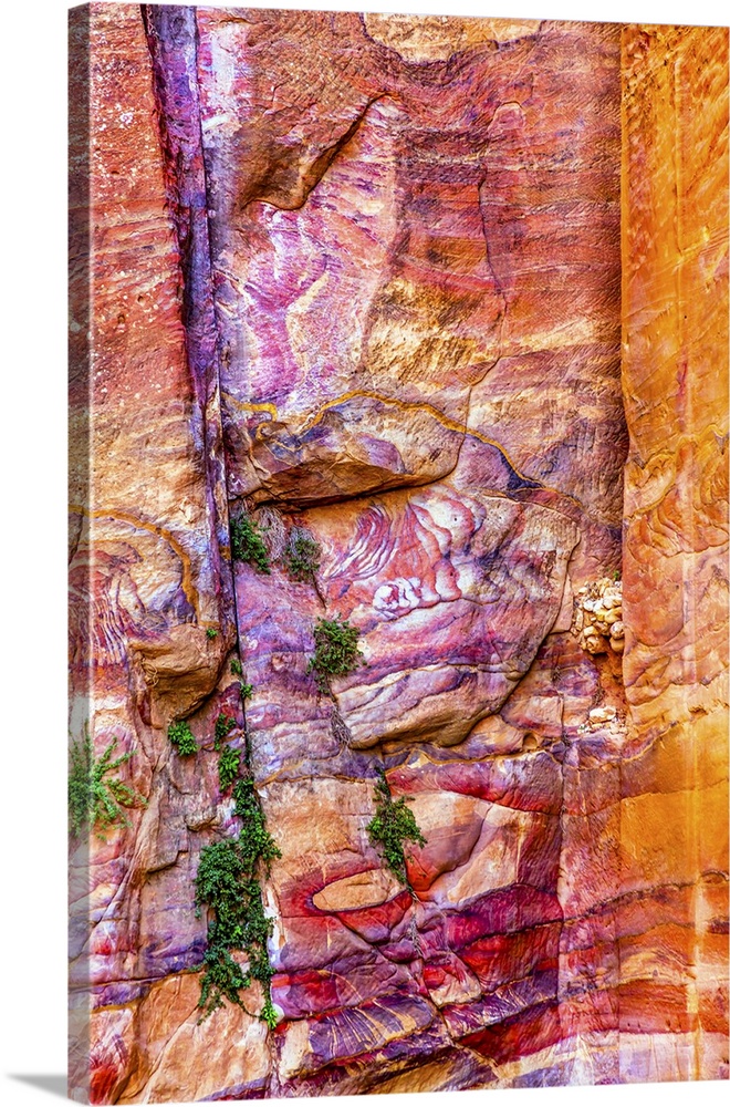 Red Rock Abstract Petra Jordan Built by the Nabataens in 200 BC to 400 AD. Rose Red canyon walls create many abstracts clo...