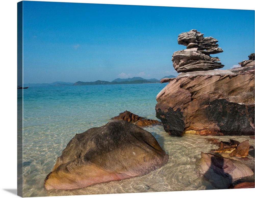 Rock display at Island Beach of Phi Phi Islands in Puhket, Thailand.