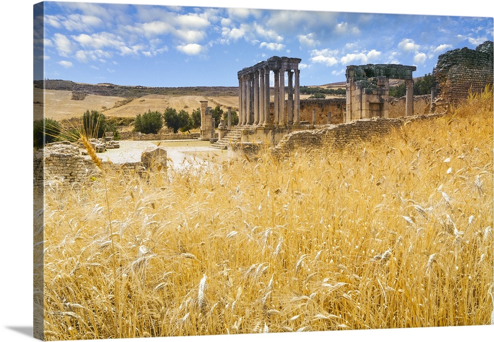Roman Ruins Temple of Juno Caelestis, 3rd Century b.C., Dougga Archaeological Site, UNESCO World Heritage Site, Tunisia, N...