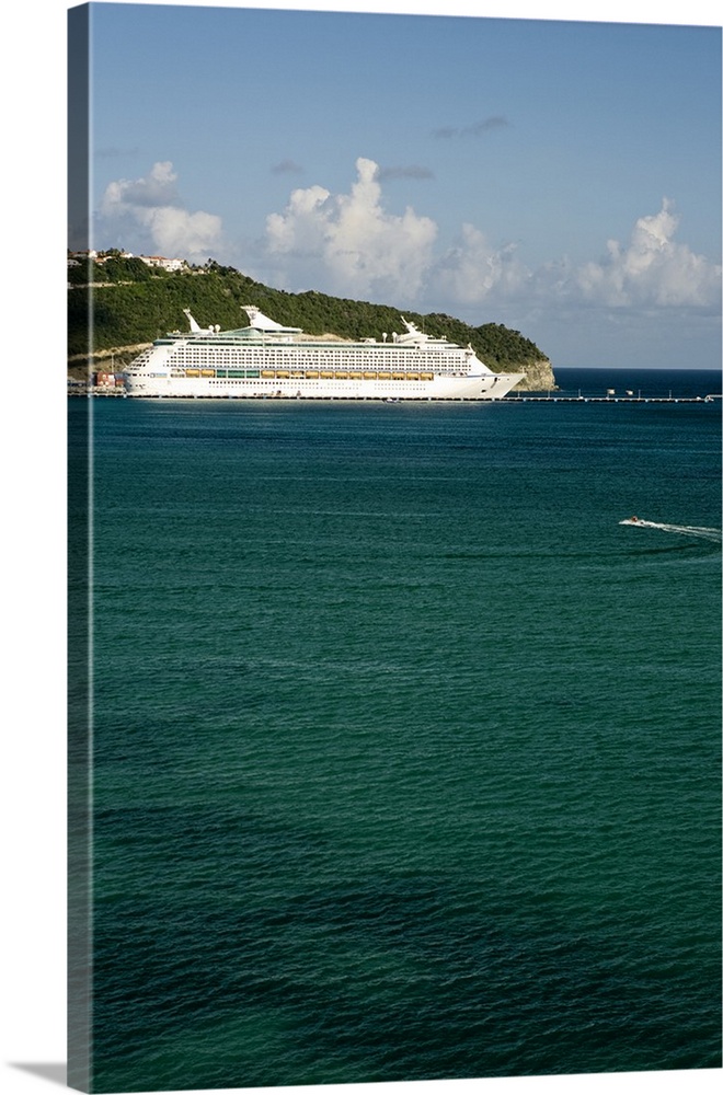 Royal Caribbean cruise ship in port at Great Bay, Philipsburg, St. Maarten  (Dutch side of island), Caribbean.