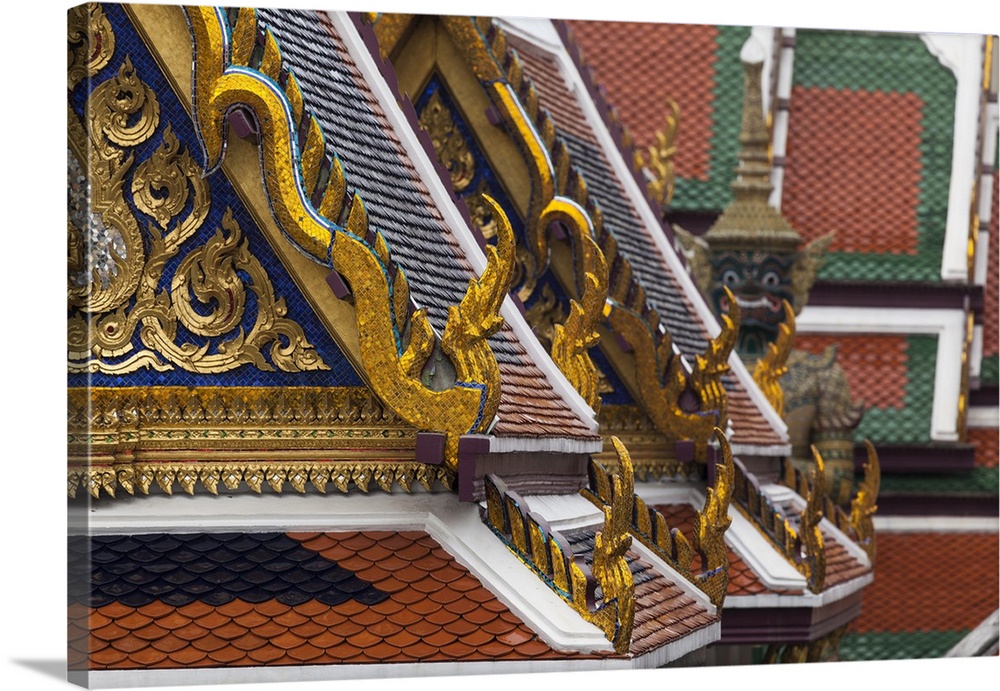 Thailand, Bangkok, Royal Palace architectural detail.