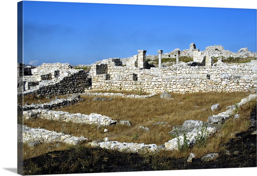 Early Christian art.  Byllis Archeological Site.  Ruins of the cathedral, built in IV century a.C. In the fifth century we...