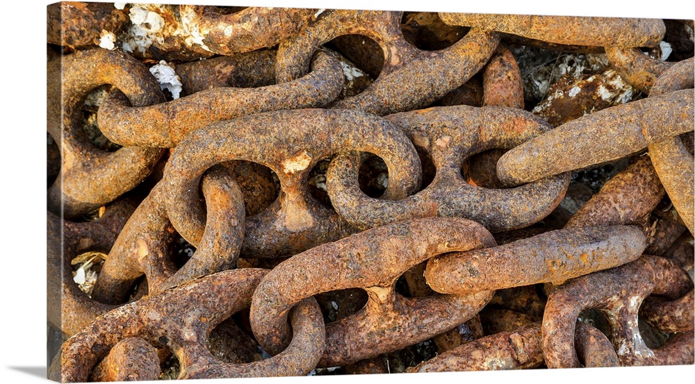 Rusted chain in Crescent City marina, Northern California