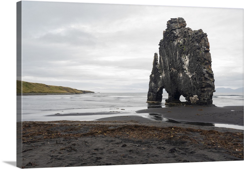 Iceland, Hvitserkur. This sea stack or monolith represents a legend that it was a troll that was turned to stone because i...