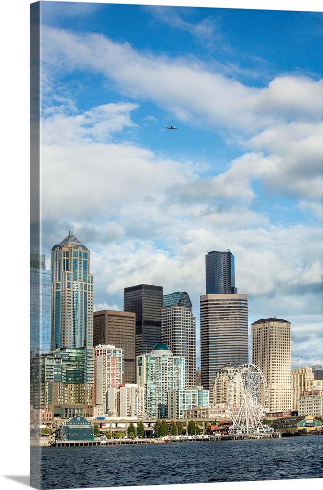 United States, Washington, Seattle. Skyline from Elliott Bay.