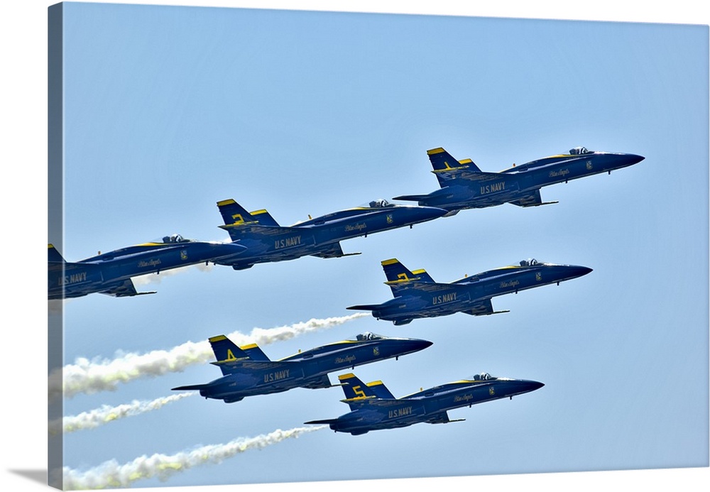 Washington, Seattle, The Blue Angels, Navy precision flying team, six F/A-18 Hornet aircraft.