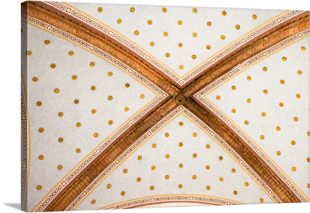Sienna, Tuscany, Italy - Low angle view of ceiling detail in the shape of an x. Horizontal shot.
