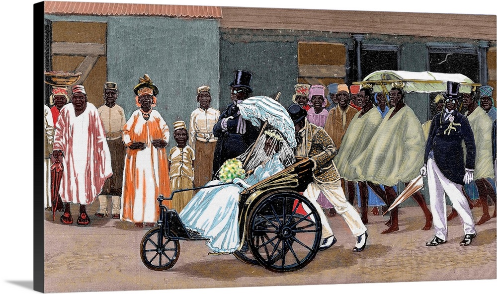 Africa. Sierra Leone. Bride of the High Society. Colored engraving 1880.