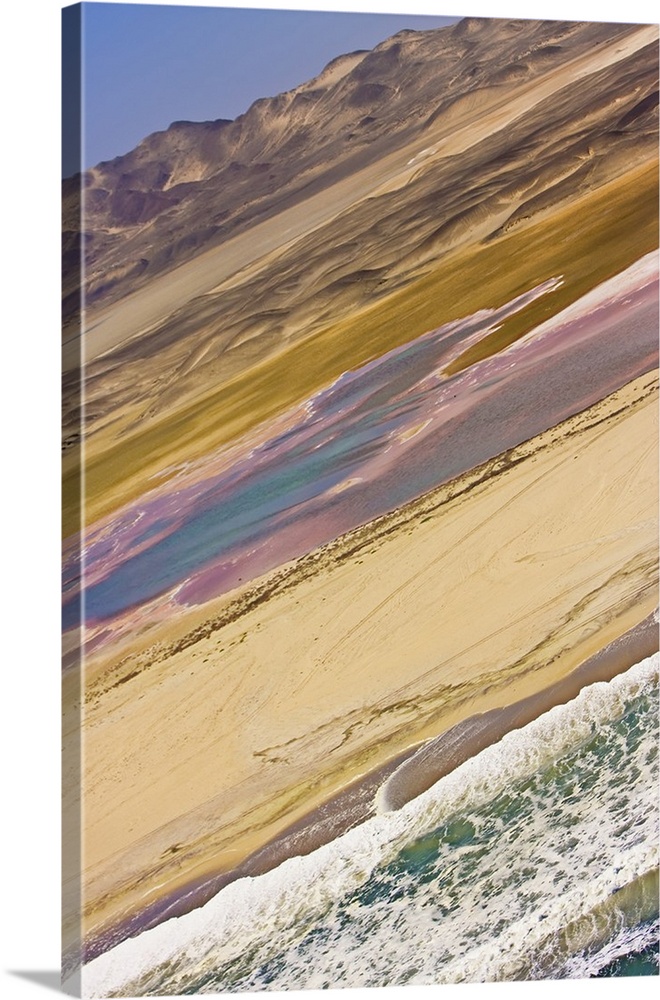 Skeleton Coast, Namibia. Areal View of the coast and a salt pan.