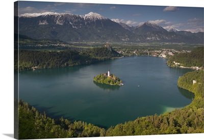 Slovenia, Gorenjska, Bled: Lake Bled View from Mala Osojnica hill