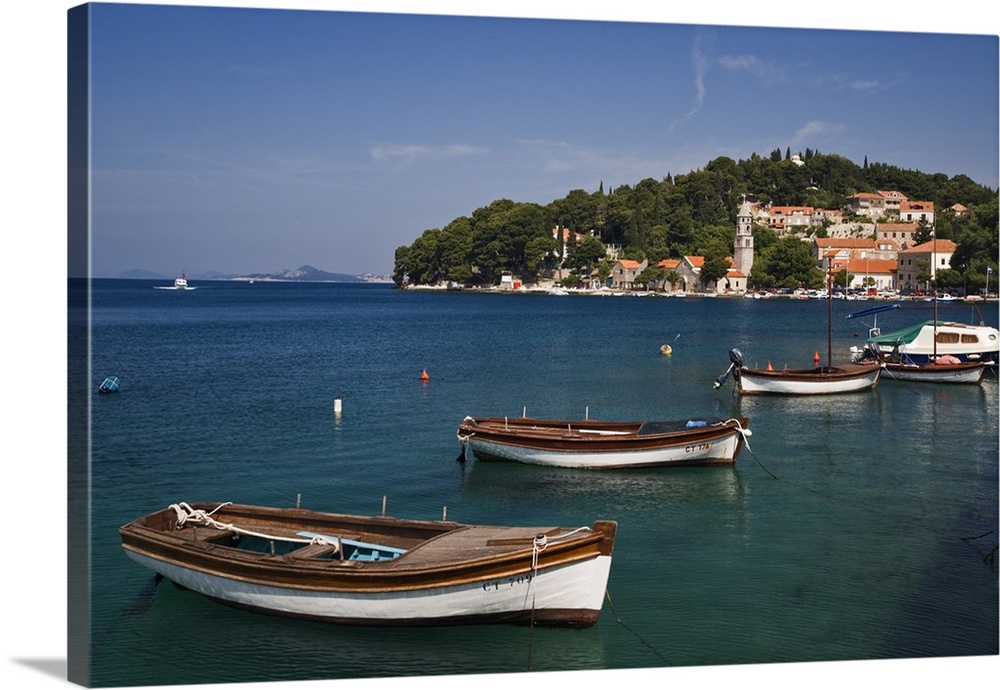 Small boats docked in harbor, Hvar Island, one of the most famous Dalmatian Islands, Croatia