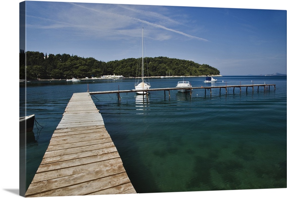 Small dock and sailboat, Hvar Island, one of the most famous Dalmatian Islands, Croatia