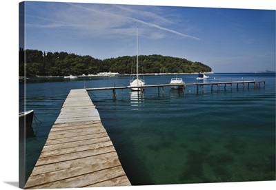 Small Dock And Sailboat, Hvar Island, Dalmatia Islands, Croatia
