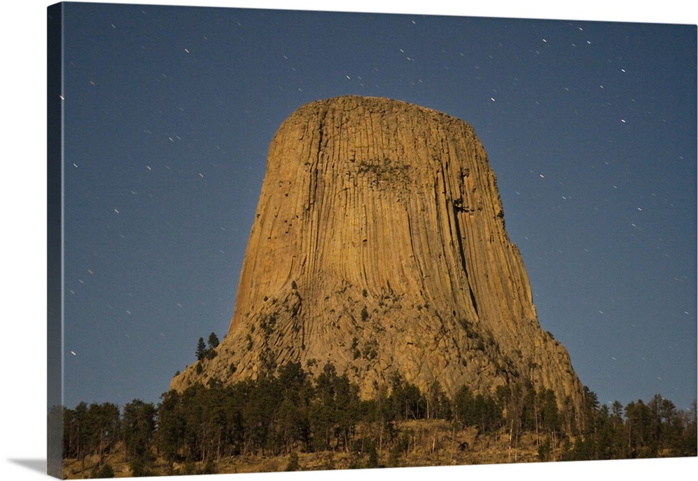 Devils Tower National Monument, Wyoming. South Side of Devils Tower Photographed by Moonlight.