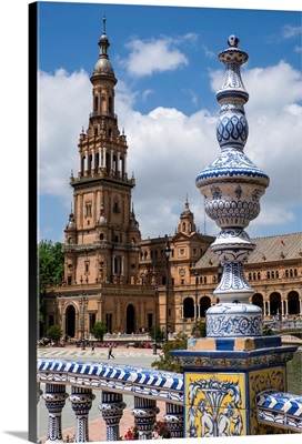 Spain, Andalusia, Seville, The Elaborately And Traditionally Decorated Plaza De Espana