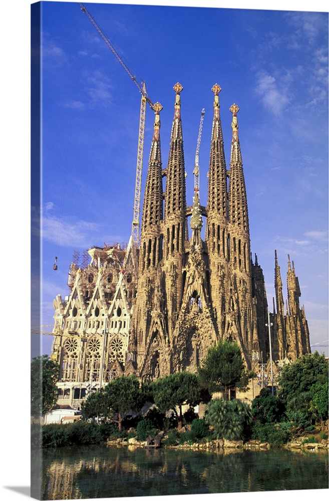 Europe, Spain, Barcelona. Sagrada Familia Cathedral, designed by Antoni Gaudi