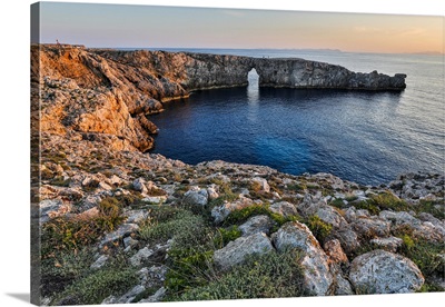 Spain, Menorca, Sunset At Pont d'En Gil (Natural Arch)