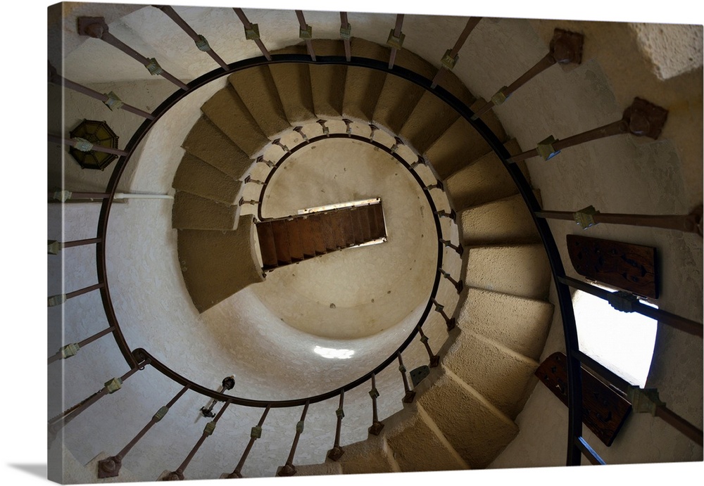 USA, California, Death Valley National Park, Spiral staircase at Scotty's Castle in Death Valley National Park.
