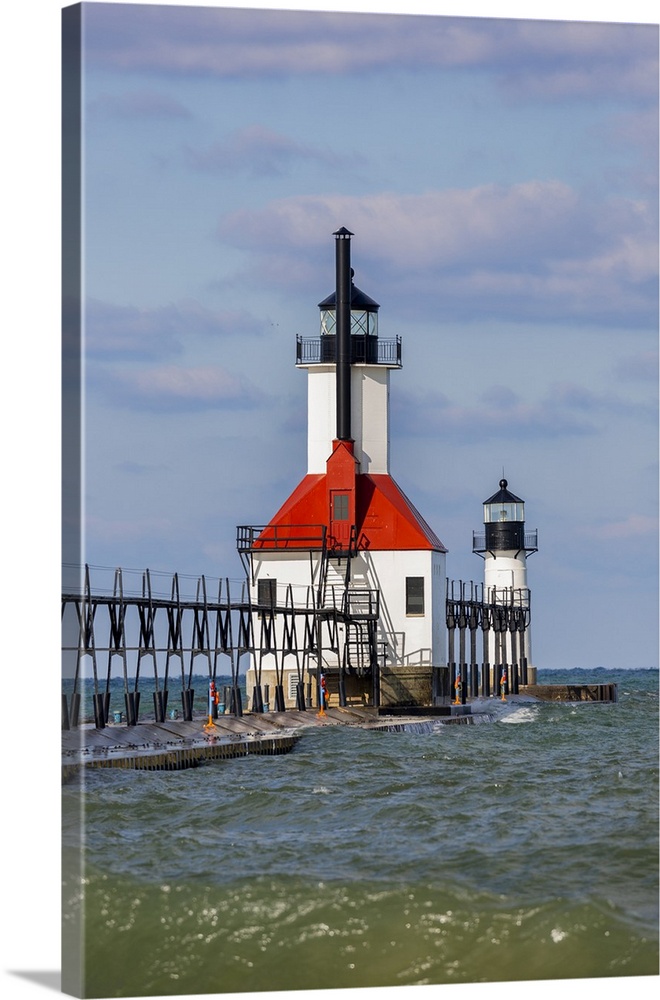 Joseph North Pier Lighthouse Michigan Fishing Pier Benton Harbor Postcard St 