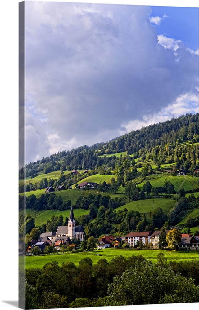 St Lorenzo village in Murau Austria with beautiful green mountains in this alpine setting